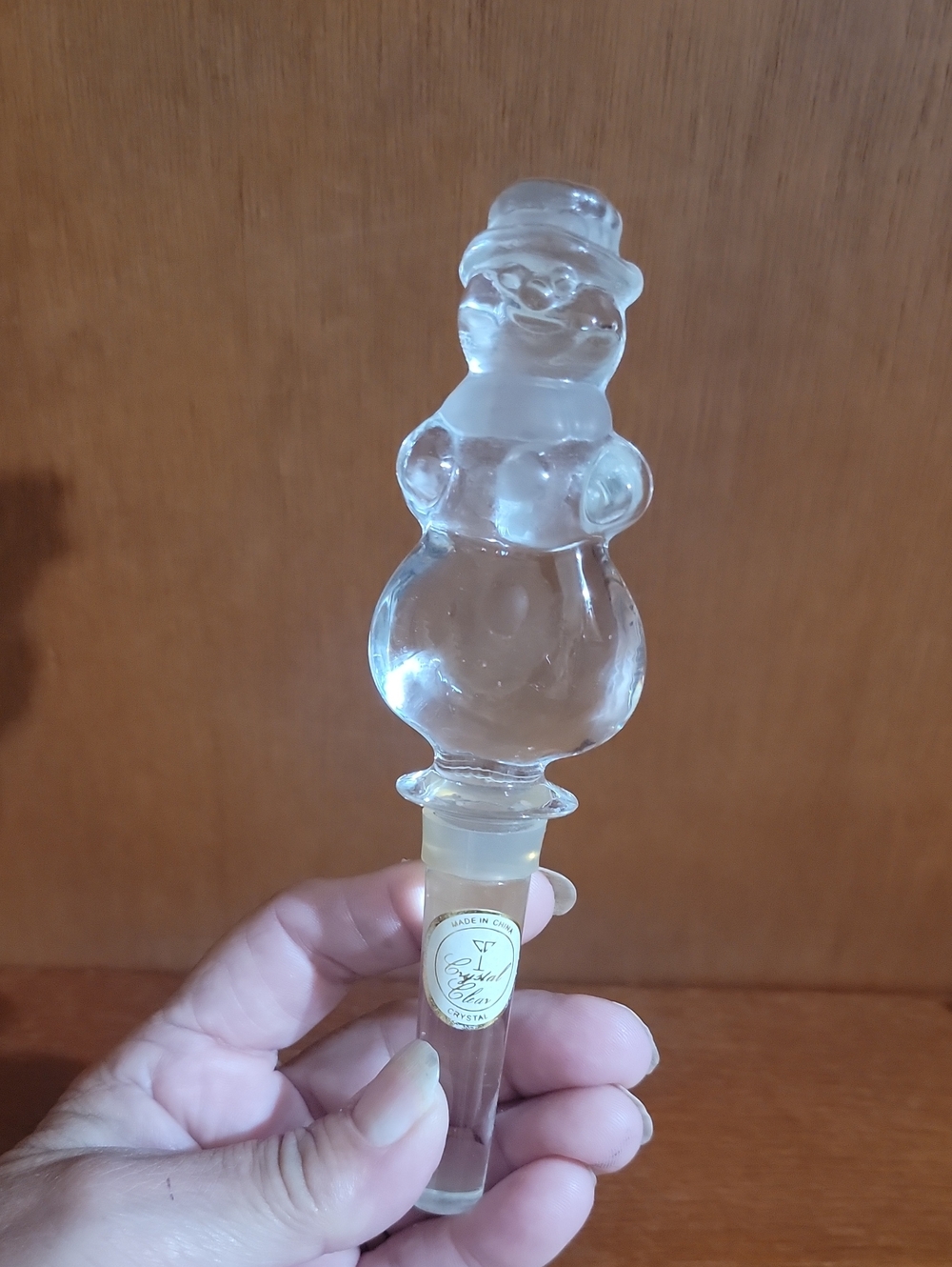 Crystal Snowman  Bottle Stopper - Clear